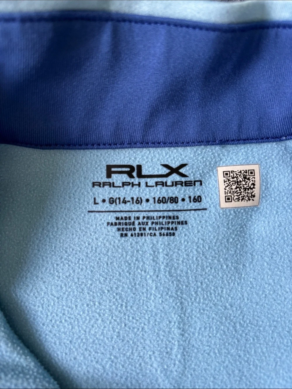 Boys Ralph Lauren Light Blue Golf Quarter-Zip Performance Pullover sz L